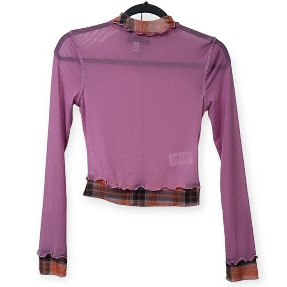 Urban outfitters mesh cropped long sleeve tee, small - Picture 1 of 9